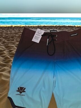 NWT Men’s Ombre Blue Swim Boardshorts By Narcizo SIZE L